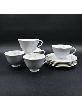 Royal Doulton Lyric Teacups & Saucers Set 5 Cups 5 Plates Vintage Fine China